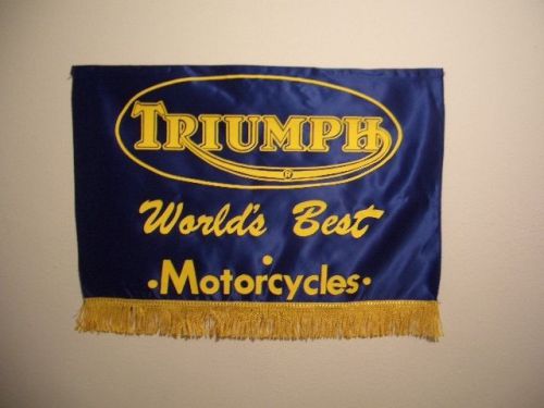 Vintage 1960s triumph world best motorcycle bike shop advertisement satin banner