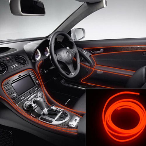 6.5ft red el-wire 12v car interior decor fluorescent neon strip cold light tape