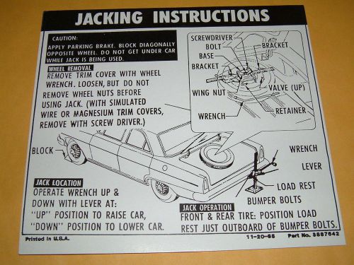 Jacking instruction decal 1966 nova