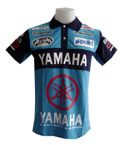 New motorcycle yamaha racing team motor rac biker mens blue polo shirt sz m,l,xl