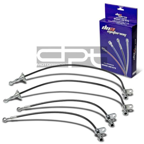 4-pcs stainless steel hose brake line for 92-96 honda prelude bb2 ba8 bb1 black