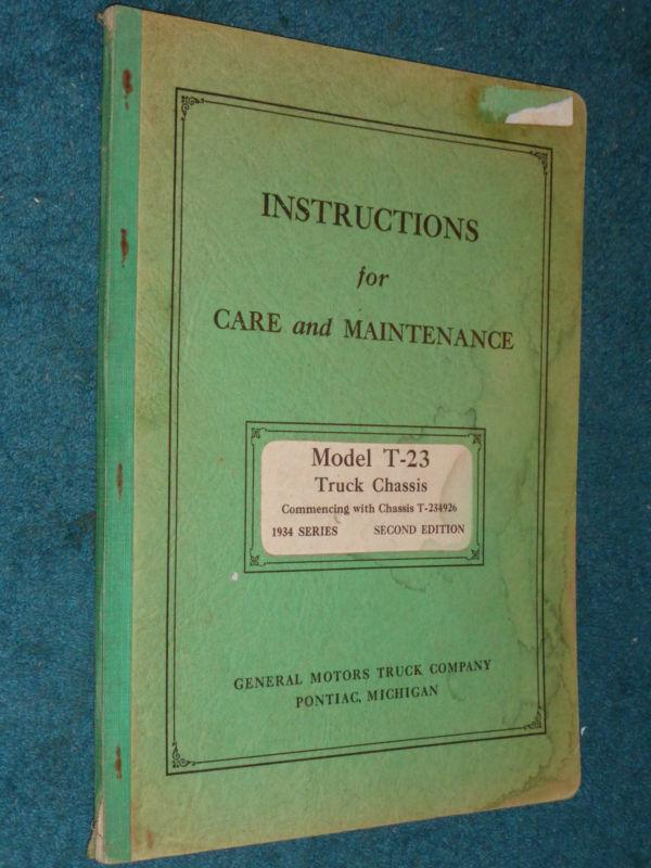 1934 gmc truck shop manual / shop book / t-23 / original book