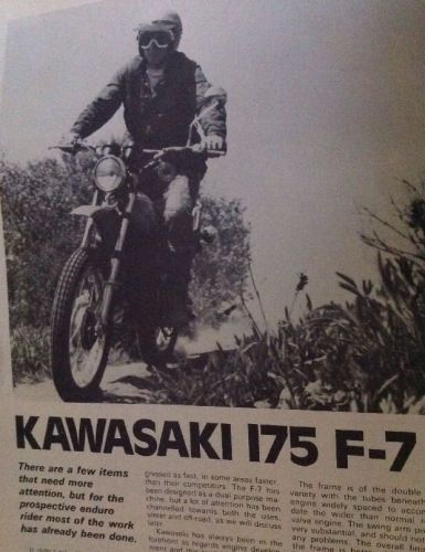 5 pages road test literature kawasaki f7 175 enduro bike