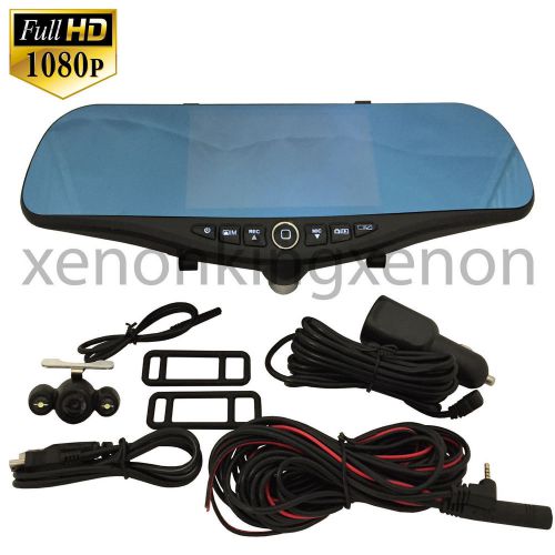 1080 full hd 5&#034; monitor blue tint rearview mirror video camera recorder #f6 car