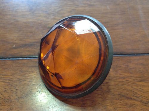 Lqqk! vintage amber old glass jewel dash insturment panel light auto antique old