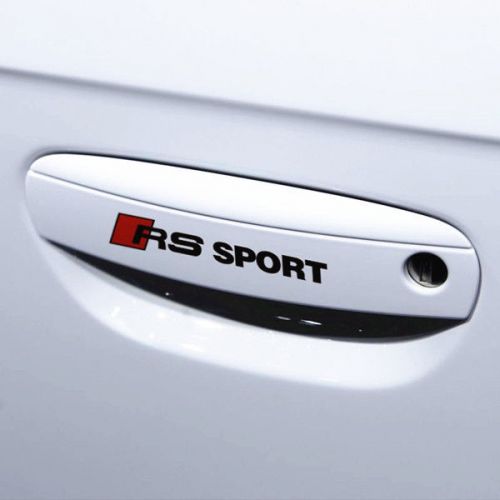 4pcs black rs sport car side doorknob racing decals stickers fit all audi models