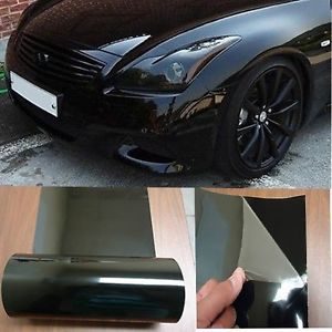 Full roll - car headlight taillight vinyl gloss tint film sheet dark black 12&#034;