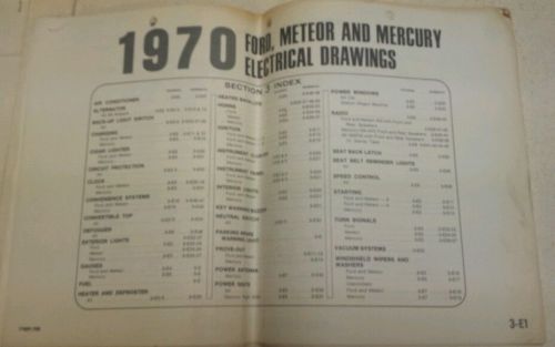 1970 ford, meteor and mercury electrical drawings 7795p-70b