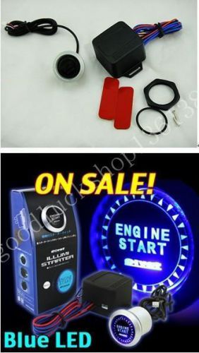 Universal jdm push start button kit 12v ignition engine starter blue led new s02