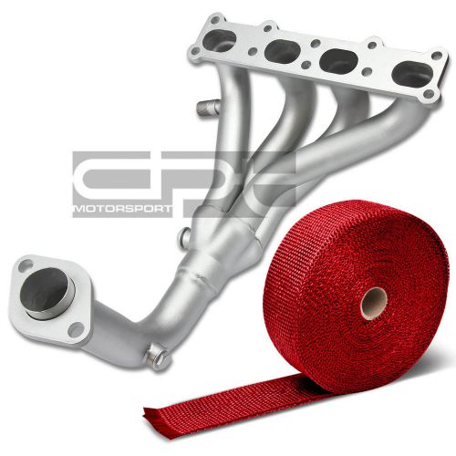 Stainless ceramic manifold header fits 01-03 mazda protege/5 2.0l+red heat wrap