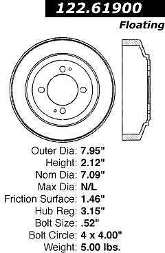Centric (122.61052) brake drum