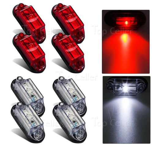 2.85&#034; mini red/white trailer car side marker light single led sealed 8pcs new!