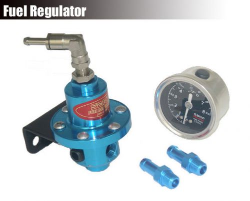 Universal sard adjustable car turbo fuel pressure regulator w/ gauge meter blue