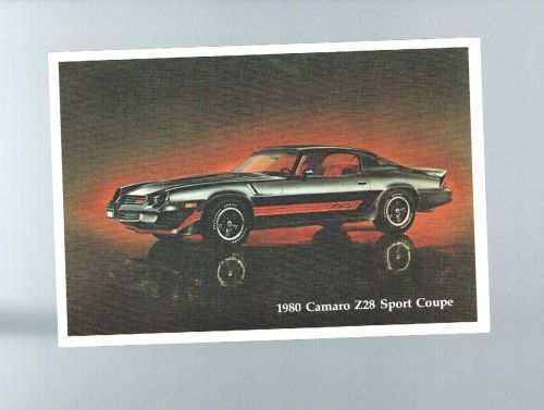 1980 chevrolet camaro z28 / z-28 post card postcard