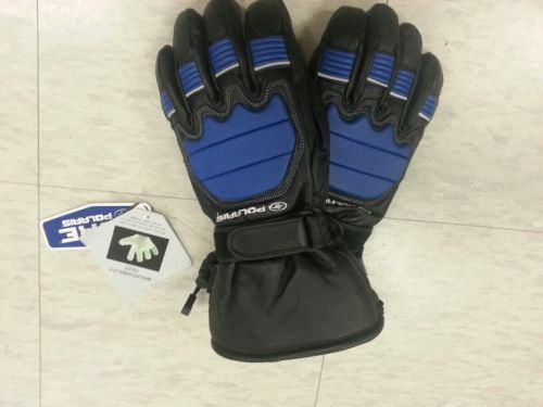 Polaris cold weather snowmobile blue &amp; black defense leather gloves -medium- new