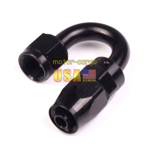 Black -8an an8 180 degree fitting adaptor flex swivel hose end universal