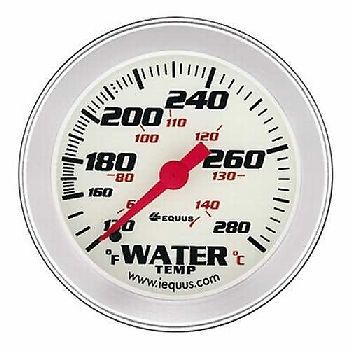 Equus 2 5/8 inch white faced mechanical water temperature gauge kit equus 8442