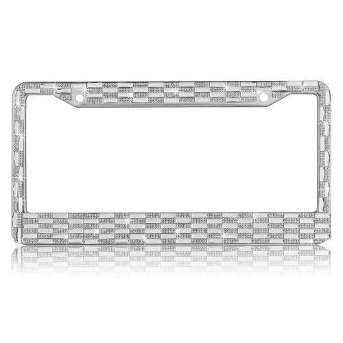 Pure handmade crystal bling bling rhinestones aluminium car license plate frame