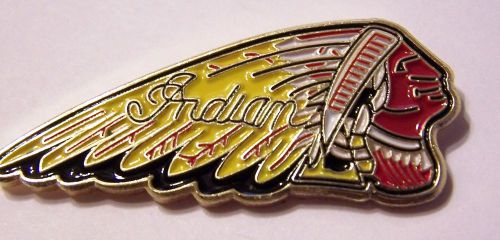 #2084 motorcycle vest pin indian  apx 1.75&#034; x .75&#034;, 3-d die cast