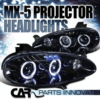 Glossy piano black mazda 01-05 miata mx5 tinted led projector headlights