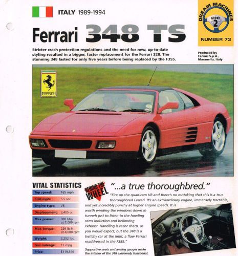 1992 / 1993 / 1994 ferrari 348 ts/  348ts imp brochure