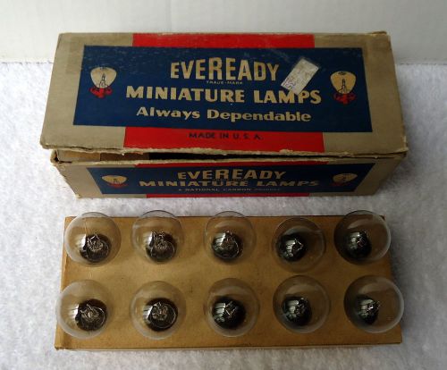 10 vintage everready automobile lamps bulbs g-e 1002 w-1002 with box #22