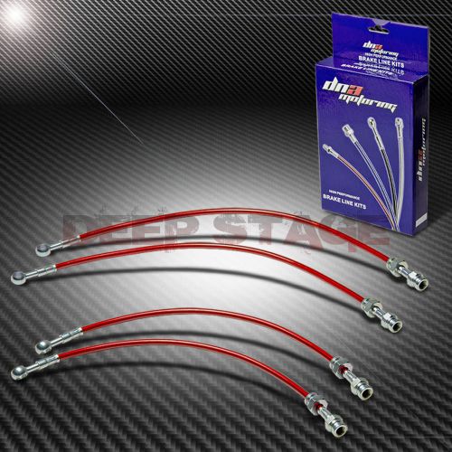 Stainless ss braided hose racing brake line 98-02 mazda 626 capel gf fs/kl red