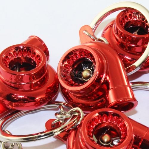 Lot 5pcs universal jdm spinning turbo charger turbine keychain keyring fob - red