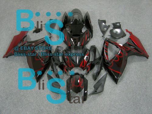 Red flames gsxr750 fairing for suzuki gsx-r600 gsx-r750 2006-2007 40 b6