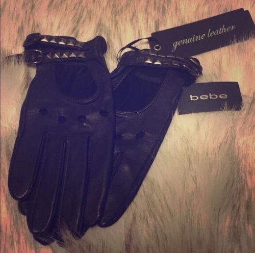 Bebe studded leather moto gloves bnwt