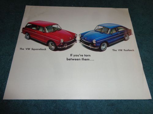 1968 volkswagen squareback fastback sales brochure / original dealership folder