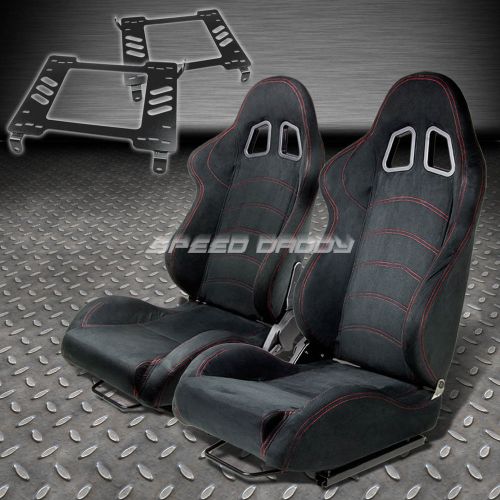 Pair type-1 reclining black suede racing seat+bracket for 94-05 dodge neon sx