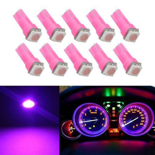 10pcs t5 pink dashboard gauge 1smd led wedge instrument panel light bulb 58 70