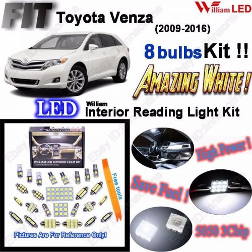 8pcs led interior light kit xenon white reading lamp for toyota venza 2009-2016