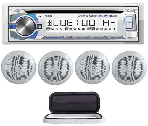 Dual mxd420bt marine/boat cd/mp3 player receiver+housing+(4) 6.5&#034; boat speakers