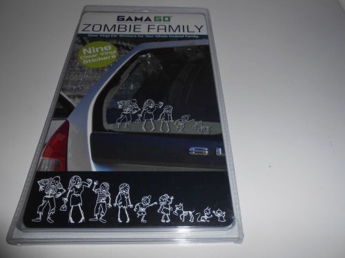 Gama go zombie family clear vinyl car stickers - nine stickers - new zombies