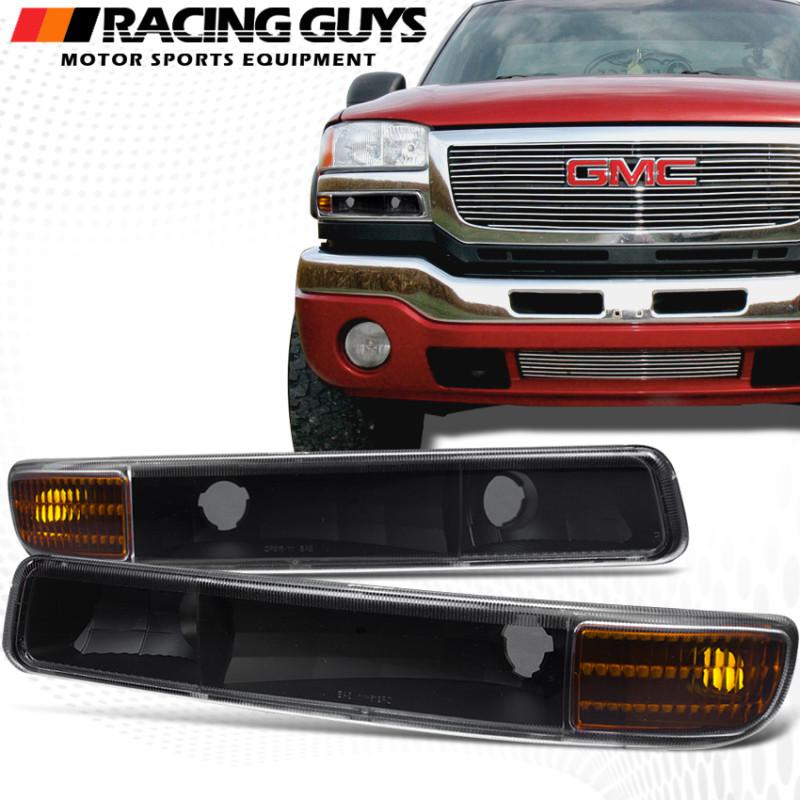 99-06 gmc sierra yukon black housing side marker crystal lights bumper lamps l+r