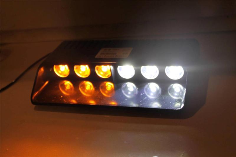 New 6 led car dash windshild strobe light  warning light  white/amber (16mode)