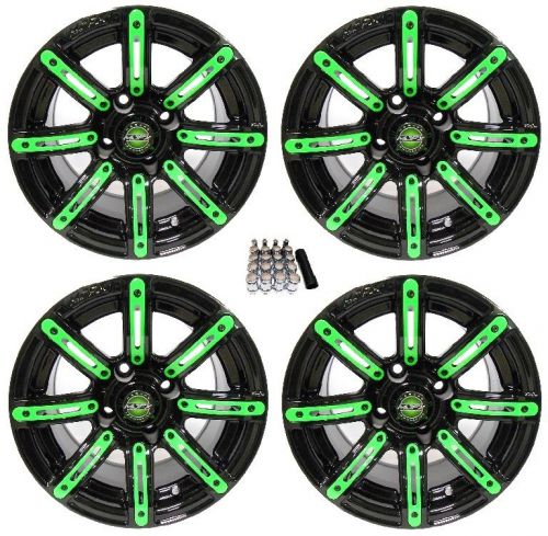 Madjax 12&#034; illusion black/green golf cart wheels/rims yamaha