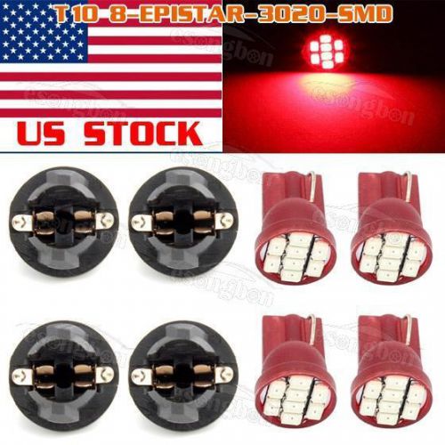 4x red t10 194 158 led lights 8-epistar smd instrument light replace 12v