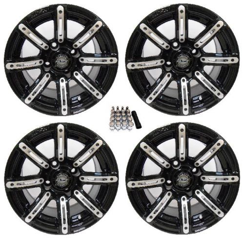 Madjax 14&#034; illusion black/silver golf cart wheels/rims ez-go &amp; club car