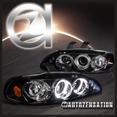 92-95 honda civic [glossy black] led drl halo projector headlights