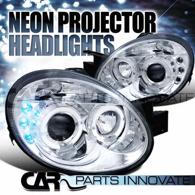 Dodge 03-05 neon srt4 srt-4 halo led projector headlights chrome