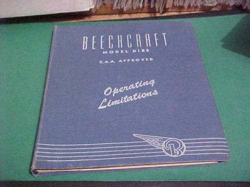 1948/49 beechcraft model d18s airplane flight manual operating limitations book