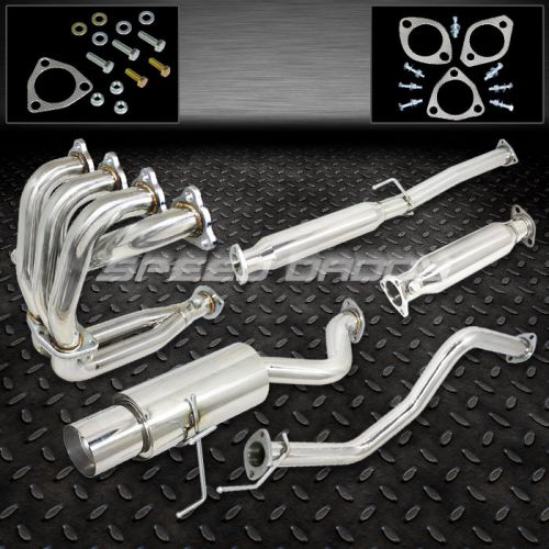 4.5&#034; muffler tip racing catback+header+cat pipe exhaust 96-00 civic ek ej em 3rd