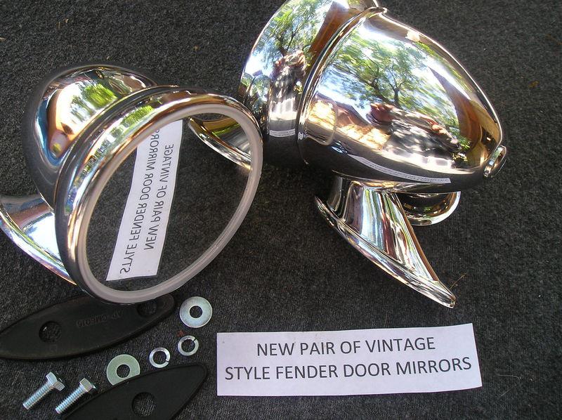 New pair of 50`s ~ 60`s chrome bullet style racing mirrors !