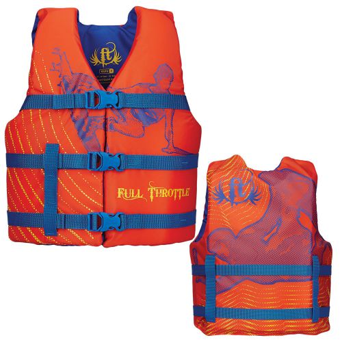 Full throttle 104200-200-002-15 youth character life vest orange