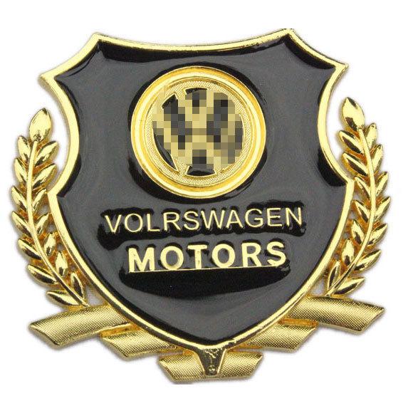 2 x golden metal car marked car emblem badge decal car sticker for "volkswage" 