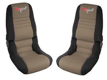 1979 corvette neoprene seat covers w/ logo - black - tan insert