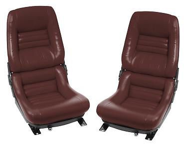 1979-1982 corvette oe leather/vinyl seat covers - claret